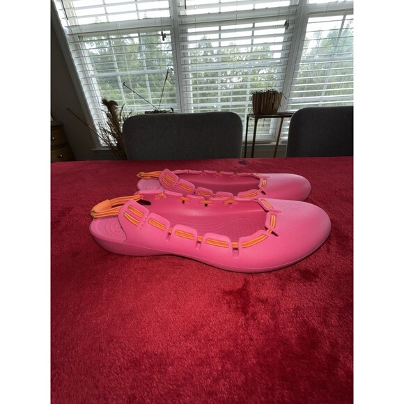 Woman’s Crocs Flats Sling Back Size 9 Hot Pink Orange - Picture 4 of 7